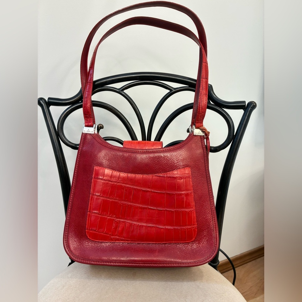 Brighton Red  Leather-purse with plaid interior